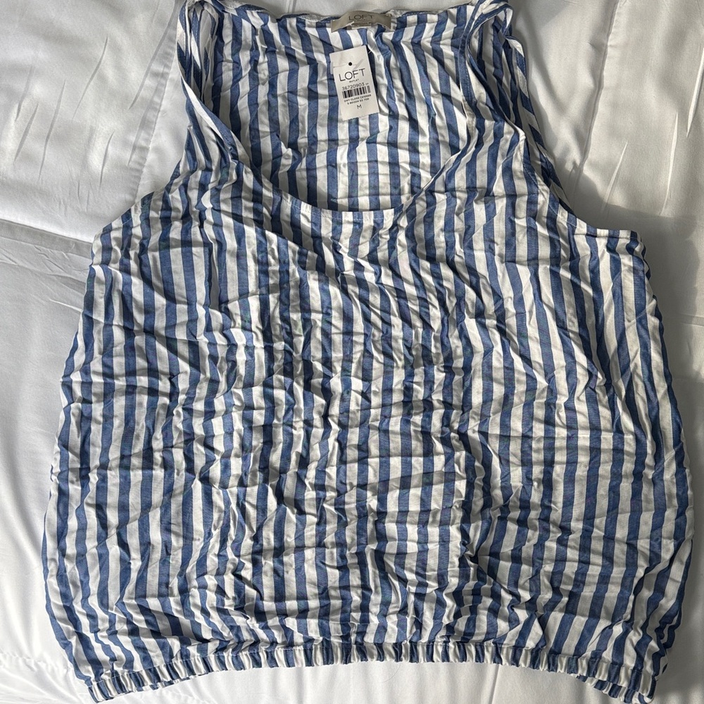 LOFT Striped Blue and White Tank Top